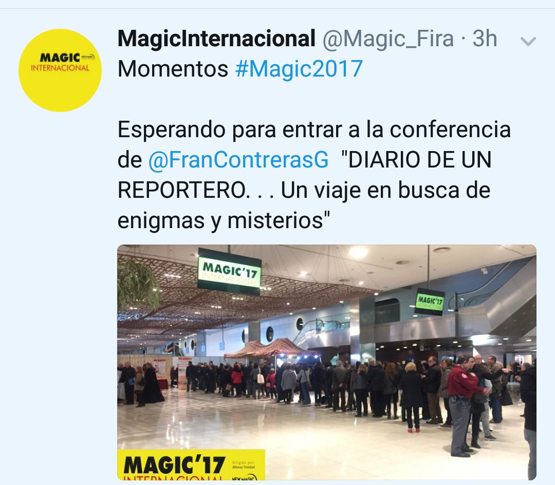 FranContrerasG's tweet photo. #Magic2017 @Magic_Fira #Barcelona
1000 personas #Gracias por tanto y bueno
#Gracias de corazón
#MisterioEsCultura https://t.co/0bgIAi5rlH