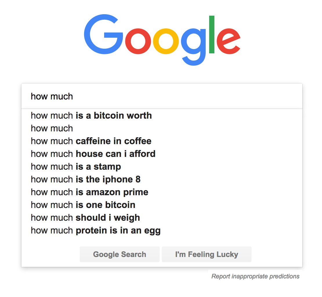 mubashariqbal's tweet photo. Was googling for something unrelated and was a little surprised with the suggestions. Nope no bubble here. #bitcoin #btc #bubble https://t.co/mEUsxczqxS