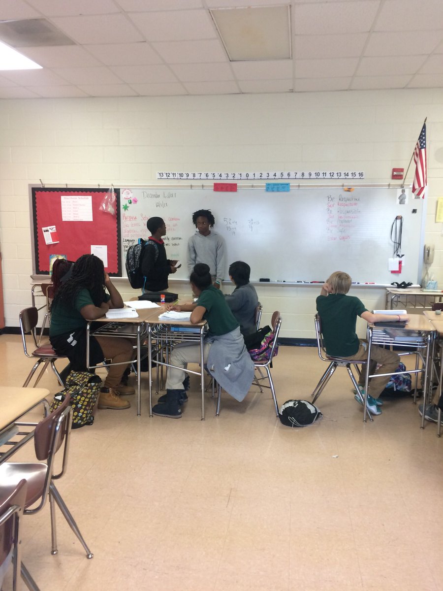 TeachingOwens's tweet photo. Two star 8th grade scholars and athletes taught my class. The 6th graders were #all in. The ballers were amazing at questioning, guiding and encouraging. My students were in awe. @DennyFerguson2 @markiewitz1 @MonroeMS_NC https://t.co/vQhUkr59qn