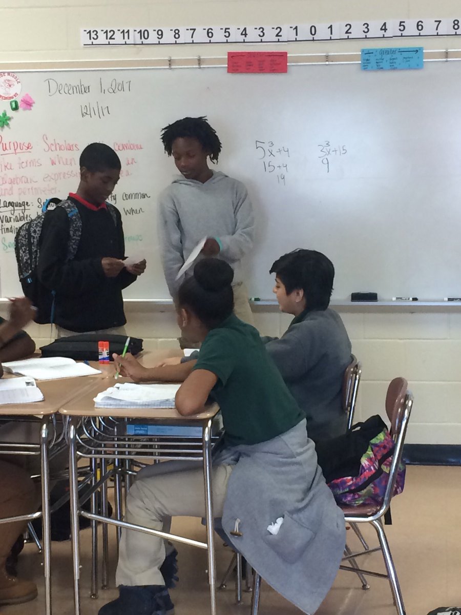 TeachingOwens's tweet photo. Two star 8th grade scholars and athletes taught my class. The 6th graders were #all in. The ballers were amazing at questioning, guiding and encouraging. My students were in awe. @DennyFerguson2 @markiewitz1 @MonroeMS_NC https://t.co/vQhUkr59qn