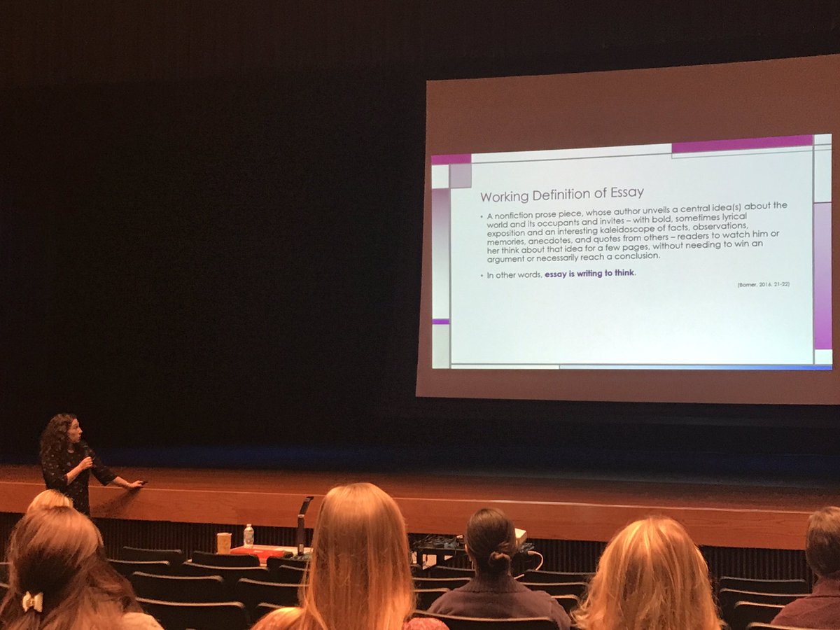 ReaderLeaderBSA's tweet photo. Investing this festive Saturday in growing my knowledge base on Personal Essays w/ @sshubitz thanks to @CyFairISD! #writingworkshop #expositoryessay #TigersRoar #FourthGradeWriting https://t.co/dwI9wD1N2W