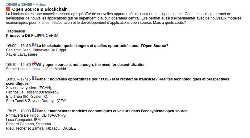 XavierLava's tweet photo. Extremely happy to be hosting a panel on blockchain and research at the Paris Open Source Summit with such prestigious participants. You are more than welcome to join on us december 6th #OSSPARIS17 https://t.co/tdzO5xuuXB https://t.co/zG574p0Sol