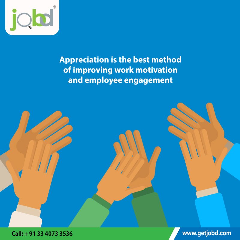 GetJobd's tweet photo. A minute spent in recognition, is 100 minutes of initiative from an employee in return.
Find all the relevant job with Jobd. Get Jobd! For more details log on to https://t.co/6fK2vXlCQR
#GetJobd #Jobd #BestJobs #Jobsinkolkata #Jobsindelhi https://t.co/OknHA937xL