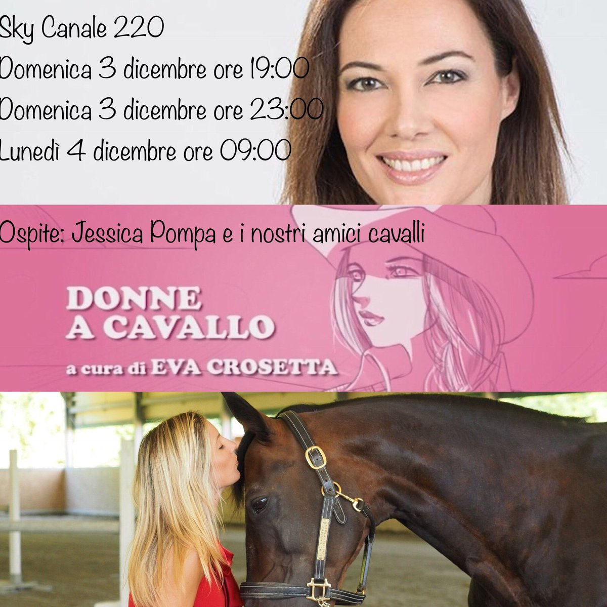 Appuntamento da non perdere: speciale sulle donne e la passione per i cavalli. Ospite <a href="/JessicaPompaJP/">Jessica Pompa</a> <a href="/StellePerBene/">Quelli che le Stelle</a> <a href="/barsportnet/">Bar Sport</a>