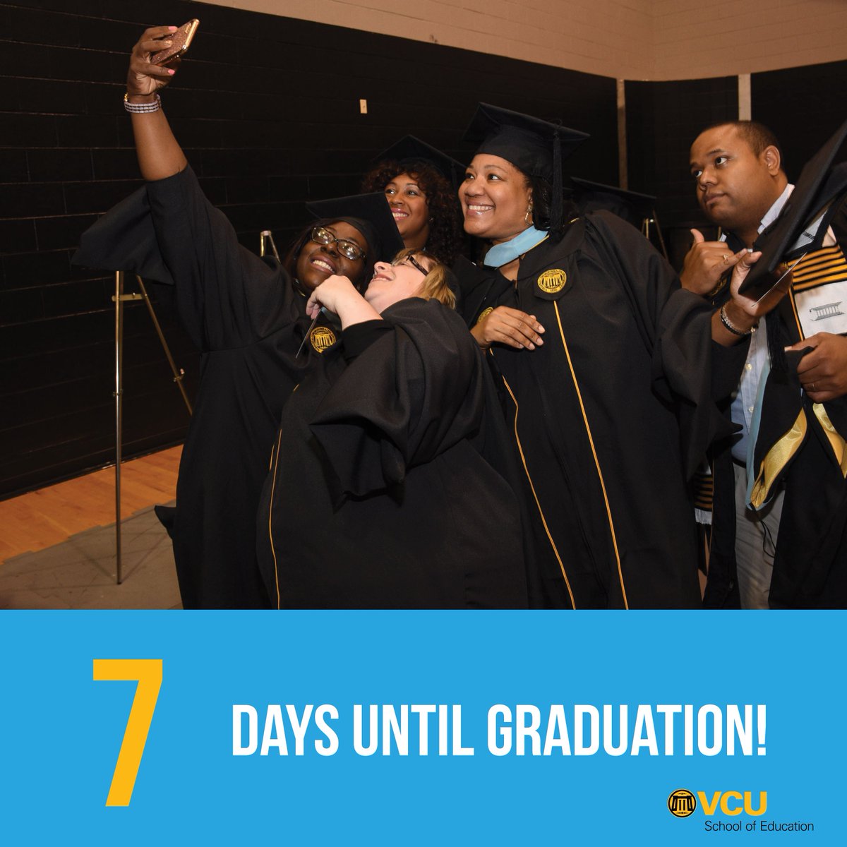 vcusoe's tweet photo. We are almost there! #VCUGraduation #VCUSOE #VCU17 https://t.co/9zE8qWnFe9
