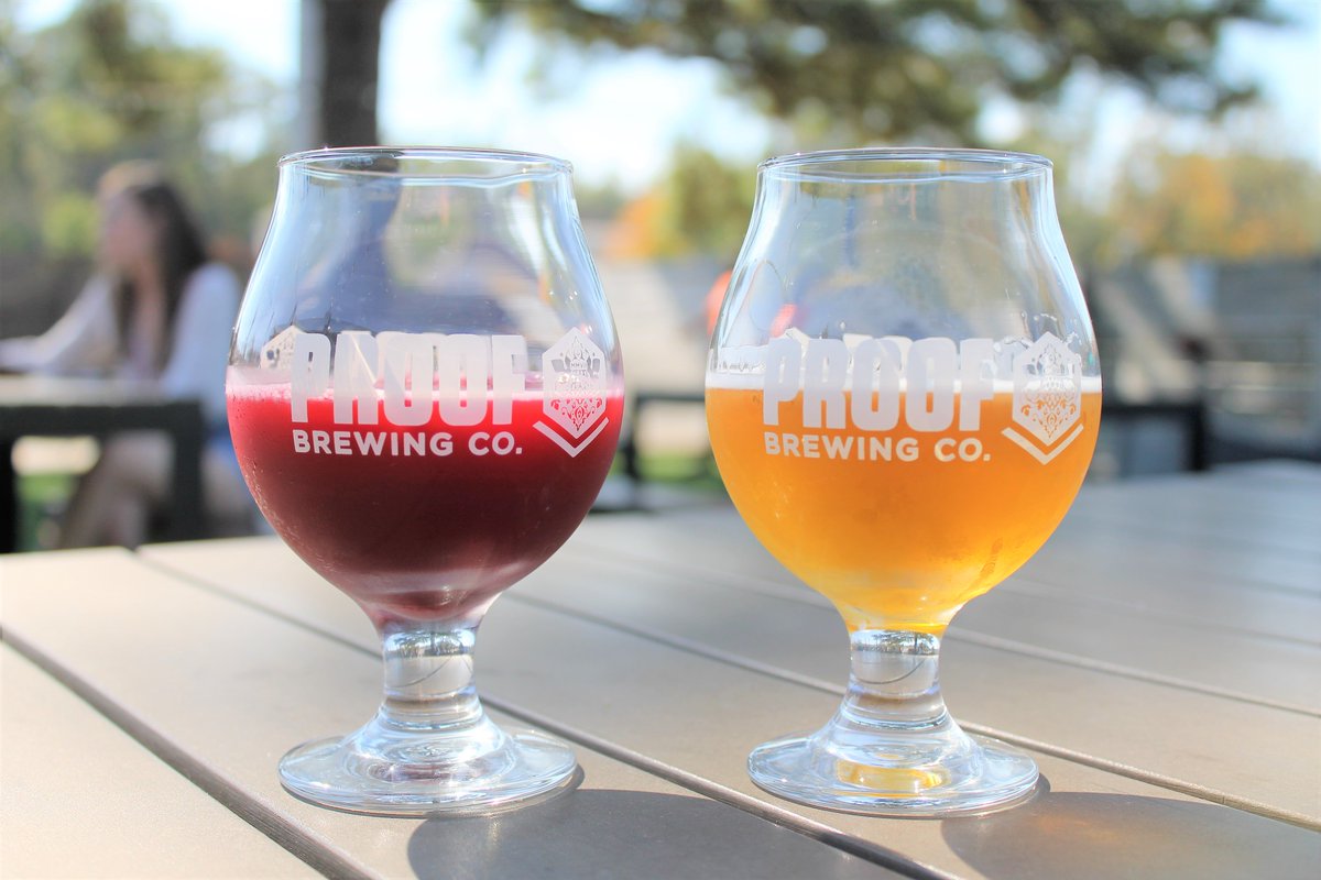 ProofBrewingCo's tweet photo. It's a beautiful day for a Noles' win! The tasting room opens at noon today! Come hang out on our patio, play some corn hole, and drink delicious locally-crafted beers! #EightFiveOdell #GoNoles #GlassHalfFull https://t.co/V1LzSmjeZK