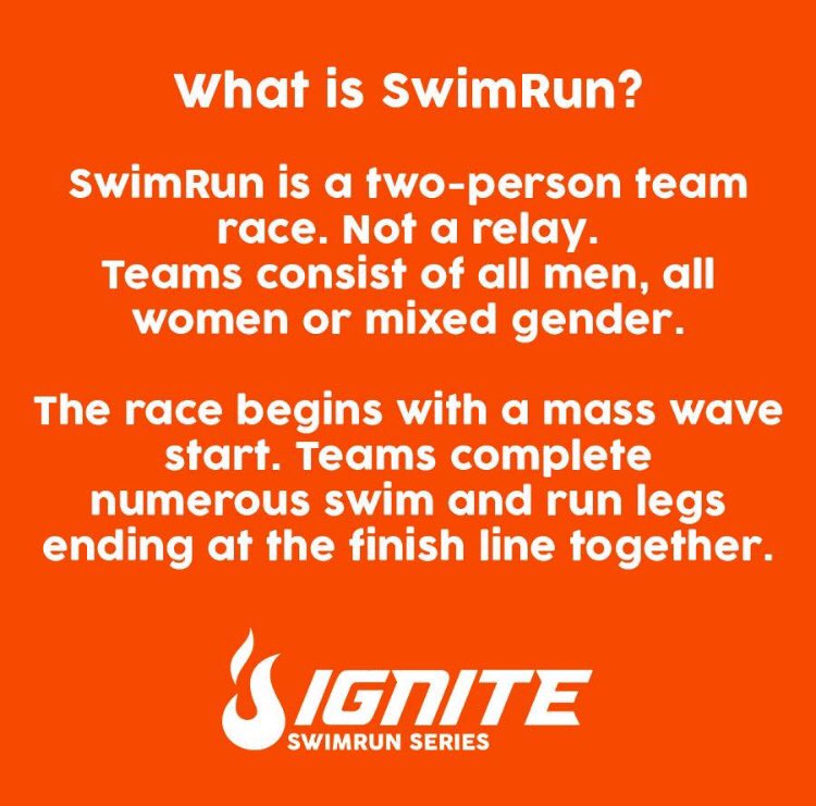 igniteswimrun's tweet photo. What is SwimRun? Teammates race along side each other and cross the finish line together! Learn more at https://t.co/2ZplAGJbQO. #swimrun https://t.co/12ng6hjKzB