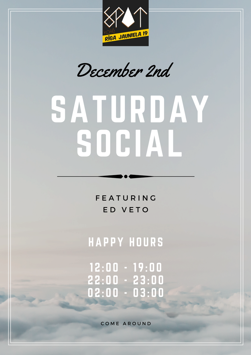 Šovakar (02.12.) <a href="/SpotKafe/">Spot Kafé - Bar</a> : WNTD Streetwear Brand
Saturday Social
#Vecrīga #Oldriga #Rīga #Riga #Latvija #Latvia #sestdiena #ballīte