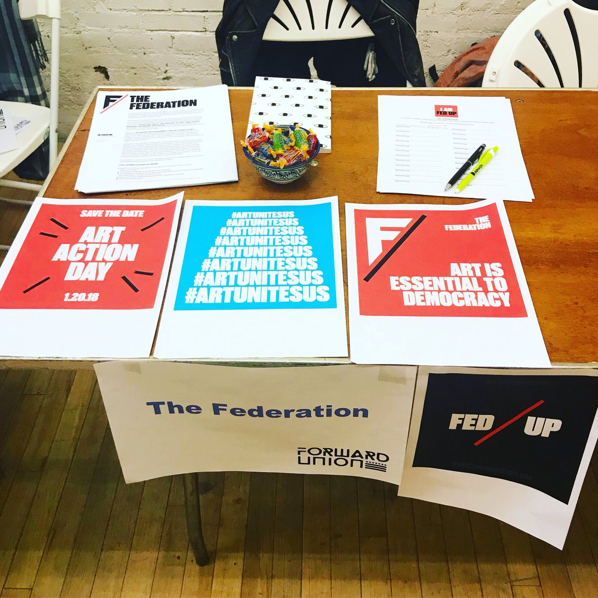 WeFederation's tweet photo. Join us today at #ForwardUnionFair with fellow activists and artists at 714 Broadway! #ArtUnites #TheFederation https://t.co/tkd1LGyUeo