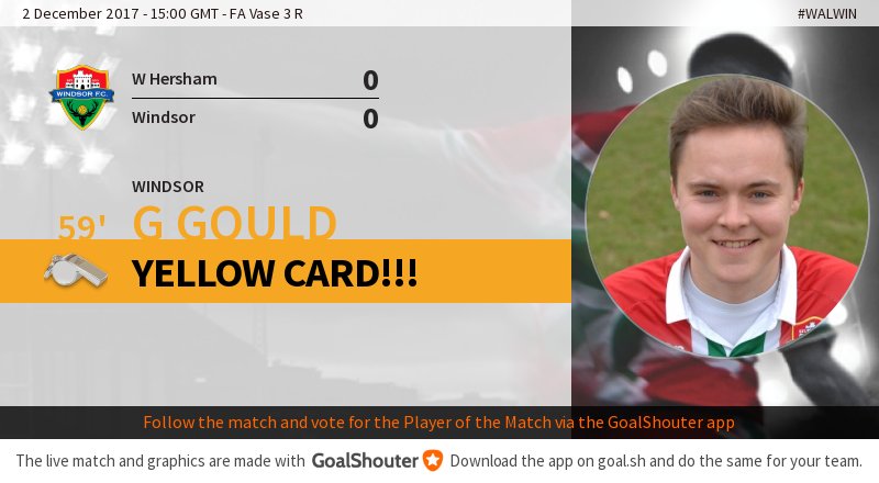 windsorfc's tweet photo. 59' #WALWIN 0-0: Yellow card for #GeorgeGould (@windsorfc). https://t.co/rEQX9LKV9s https://t.co/umvZLt5DKj