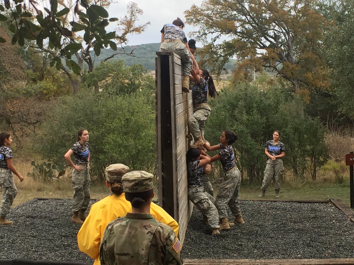 RealBrahmaPride's tweet photo. Female JROTC team working hard this morning at Camp Bullis. https://t.co/BAwS76mjWG