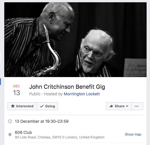 AVicari_Jazz's tweet photo. John Critchinson ! Benefit Gig Wed Dec13th @606club ! w/@Morners @jimmullenjazz @DaveBarryJazz @garethjazz HenryLowther MarkNightingale etc https://t.co/3tcqW1vWE0  https://t.co/GYF2WpZZsO https://t.co/8XFGJMoR3M