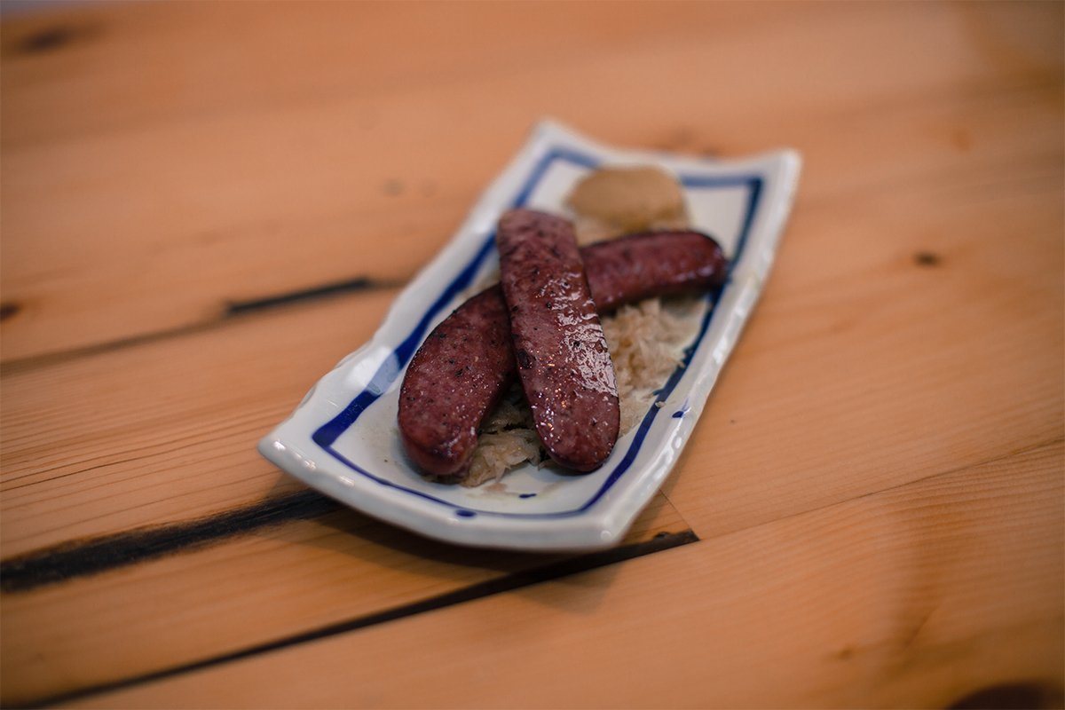Another feature from our Bar Menu, Keilbasa and Kraut with Whole Grain Mustard all for a steal at $5! #rochmn #hungry #tasty #delicious #newfood