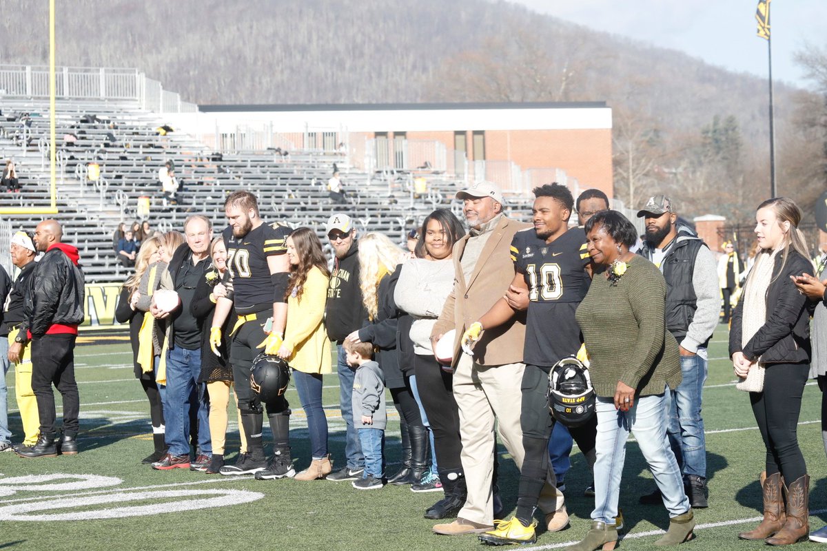 appstate's tweet photo. Great day to be a Mountaineer! @AppState_FB victory at The Rock, celebrating Seniors Day with their families &amp; faculty, staff, students and alumni, a terrific showcase of @AppState’s sustainable technology and another @SunBelt Conference championship trophy! https://t.co/BBHXqbOueo
