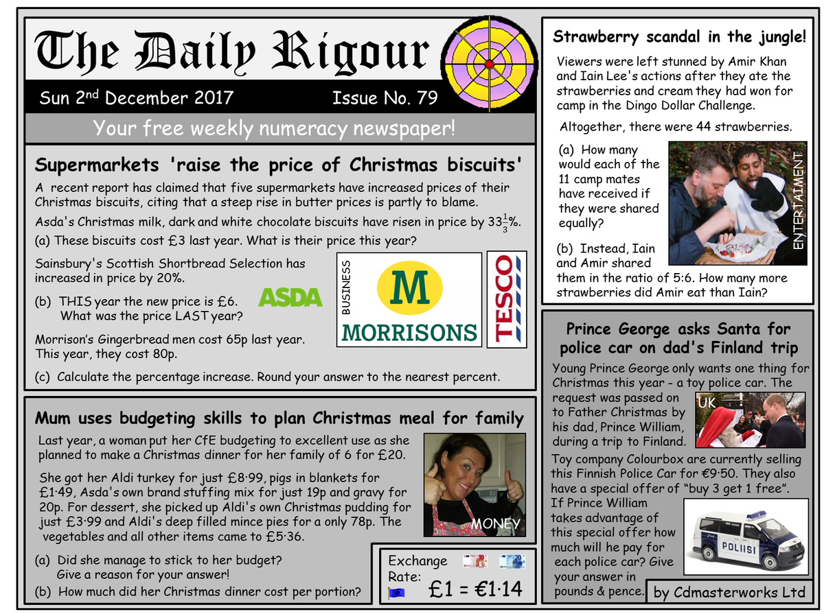 RigourMaths's tweet photo. Want to improve your numeracy skills? Try this weeks #DailyRigour 79, your FREE numeracy newspaper. Download this and view all past editions on our webpage; https://t.co/tYDyzZV3r2. #numeracy #CfE #parentalengagement https://t.co/PyOnWj7nrx