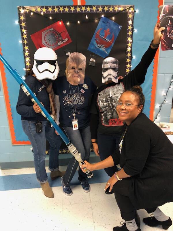 GWElem_WP's tweet photo. GW Staff Breakfast. Work hard, play hard. May the force be with you! #3rdgradeteam
#teachershavefun
#gwpride
#wpproud https://t.co/JFhI5TK20n
