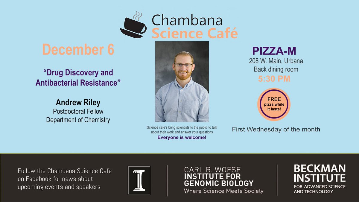 Join us next wednesday at <a href="/UrbanaPizzaM/">Pizza M</a> for the December edition of <a href="/ChambanaSciCafe/">Chambana ScienceCafe</a>. Free pizza while supplies last!
