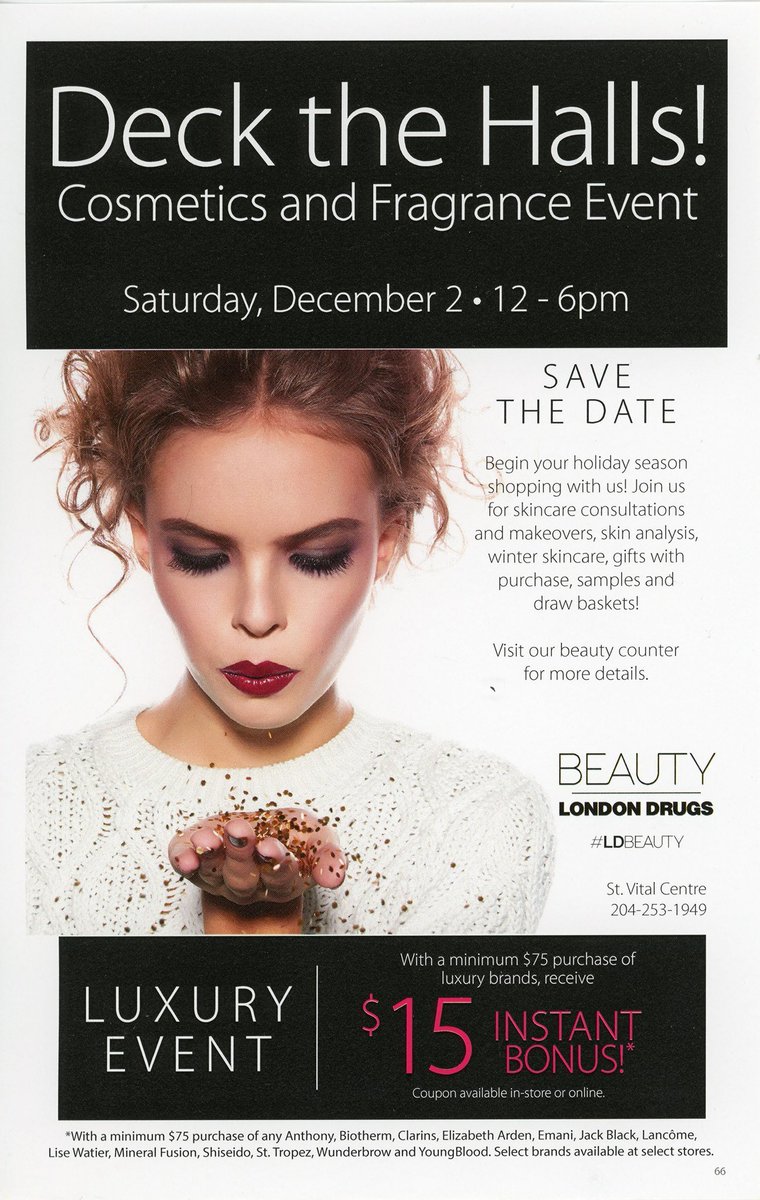 LD_StVital's tweet photo. On right now at @StVitalCentre Spend more than $30 and get a FREE goodie bag packed with beauty favourites 😍💄 #Winnipeg #ldbeauty https://t.co/MiJWyedibl