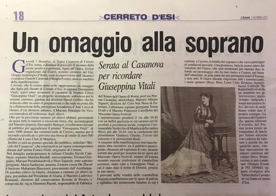 Archi_rAchi's tweet photo. Serata al Casanova per ricordare Giuseppina Vitali con i solisti dell'Accademia Lirica di #Osimo GIOVEDÌ 7 DICEMBRE a #CerretdEsi sarà di scena #AperiAllOpera #leMarche https://t.co/62IgRKucR1