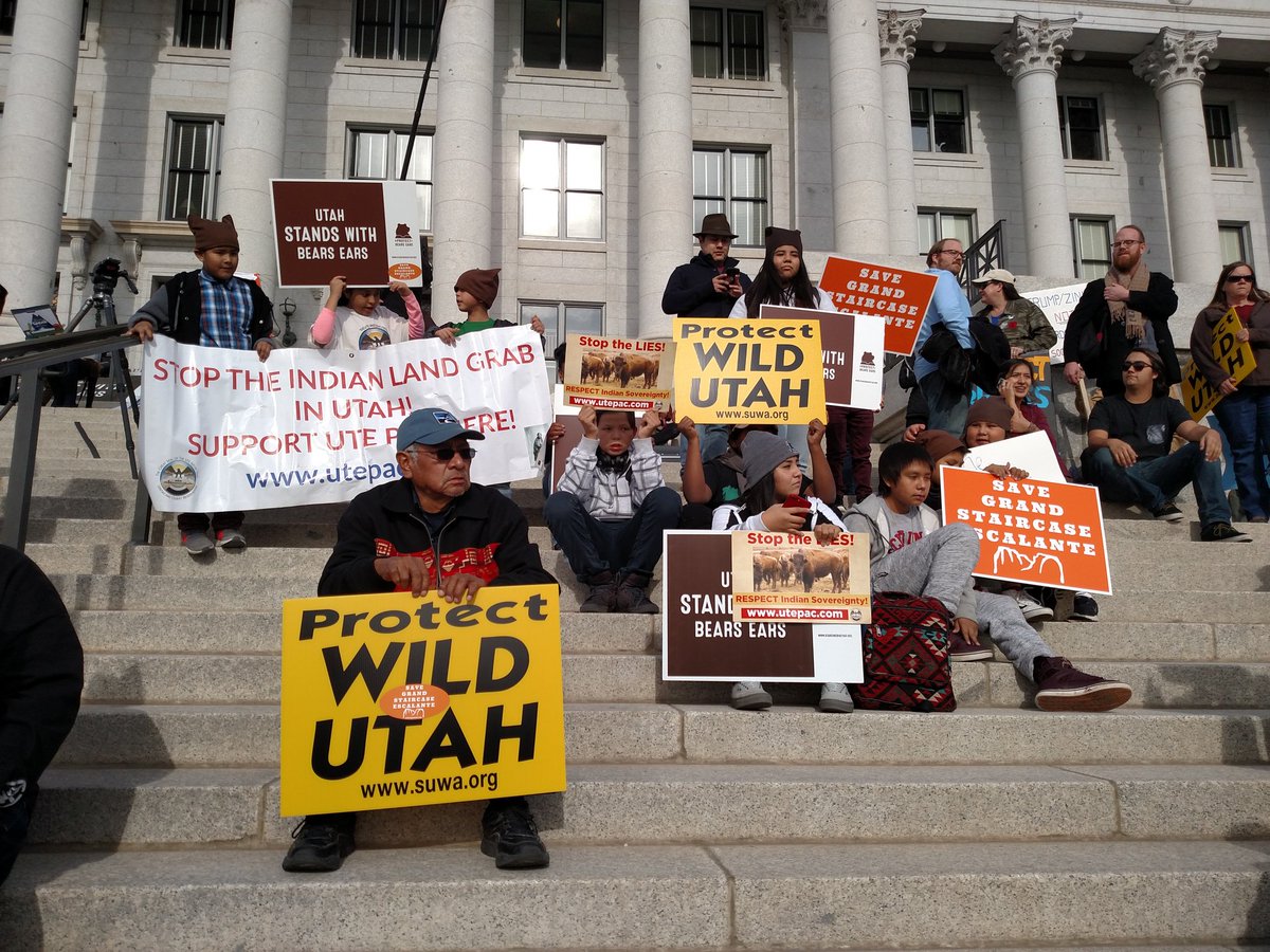 MonumentsForUSA's tweet image. Members of the Ute Indian Tribe: "We are here to protect our land." #MonumentsForAll #StandWithBearsEars #SaveGrandStaircase @realDonaldTrump @senorrinhatch