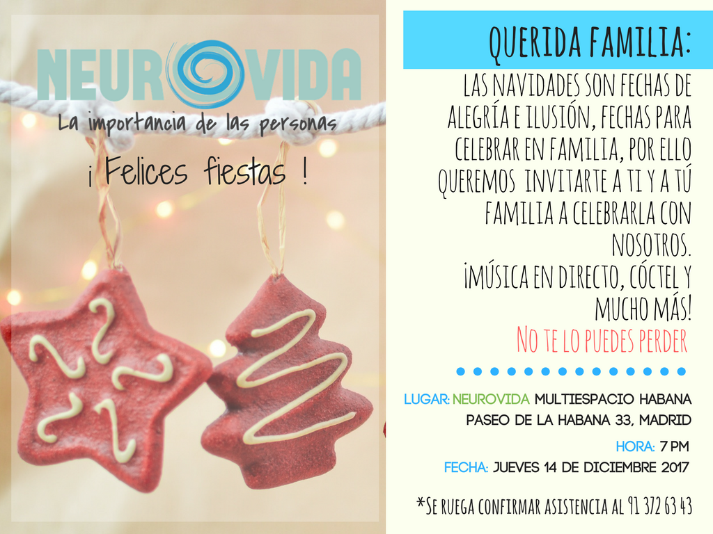 NeurovidaTyC's tweet photo. Ya tenemos fechas para las dos fiestas de #Navidad de este año. Ya estamos preparando todo para pasar un rato estupendo con las personas #Participantes y sus familias. ¡Que ganas! https://t.co/6Ck621kOfP