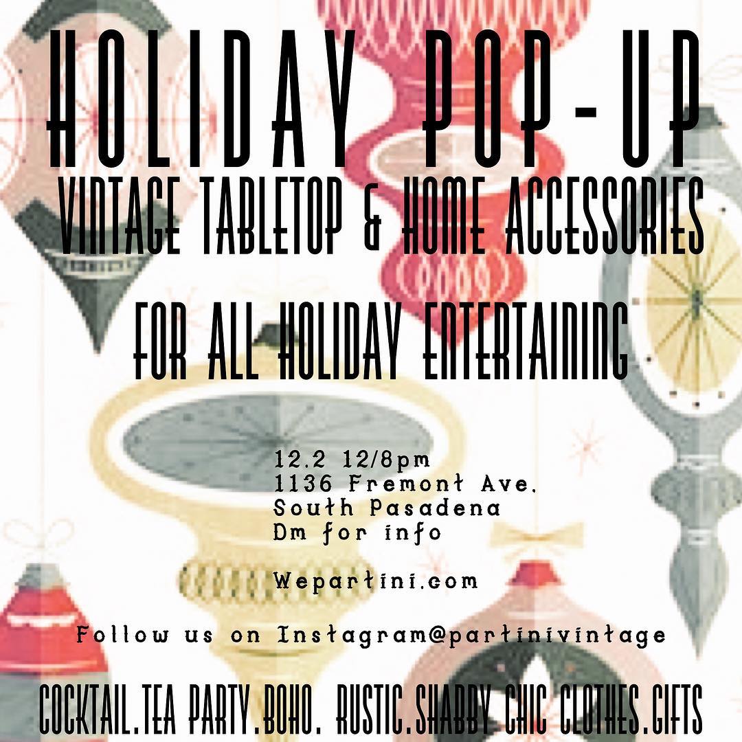 wepartini's tweet photo. Happening Now. Partini Vintage Popup! Visit us at 1136 Fremont Ave in South Pasadena. 12pm - 8PM today. #vintage #popup #southpasadena https://t.co/QTC9YbZwg6