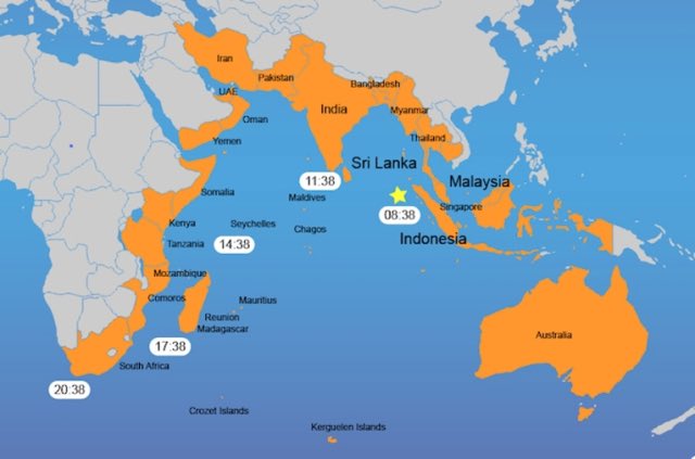 Малайзия индонезия индия. ЦУНАМИ 2004 на карте. Индийский океан ЦУНАМИ 2004 карта. Британская территория в индийском океане на карте. ЦУНАМИ В индийском океане на карте.
