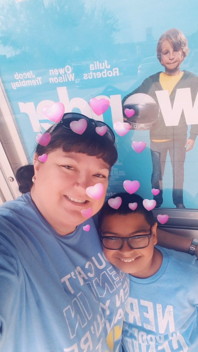 debiscott13's tweet photo. I just saw one of the best movies I have seen in a long time, Wonder. It teaches such great life lessons. I cried, A Lot. I am so glad I got to see it with Brayden, my students, and my friends.#ChooseKind #whyblendin #meant2standout https://t.co/OFxiNQDgok