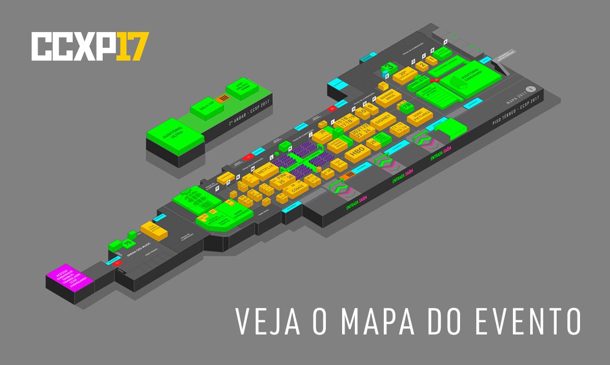 Podem matar a curiosidade! 
O mapa oficial da #CCXP17 está disponível 😍
Veja os espaços e estandes que você mais quer visitar e programe-se: bit.ly/MapaOficialCCX…  #VaiSerÉpico