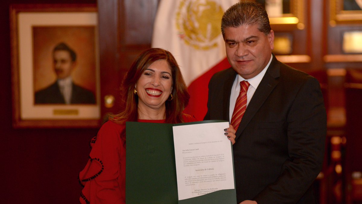 mrikelme's tweet photo. Dentro de nuestro gobierno le apostaremos al fomento cultural de nuestro Estado, es por ello que encomiendo las tareas de la Secretaría de Cultura a Ana Sofía García Camil. #FuerteCoahuilaEs @CulturaCoahuila https://t.co/jvLbNYU8L4