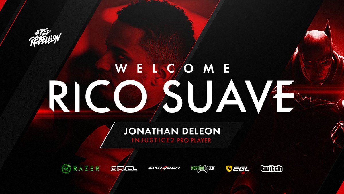 We're proud to announce our expansion into the Fighting Game Community!

Please welcome professional <a href="/InjusticeGame/">Injustice2</a> player <a href="/llRicoSuavell/">Rico Suave</a> to the #RedRebellion!