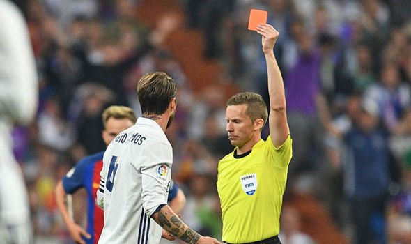 Image result for sergio ramos red card
