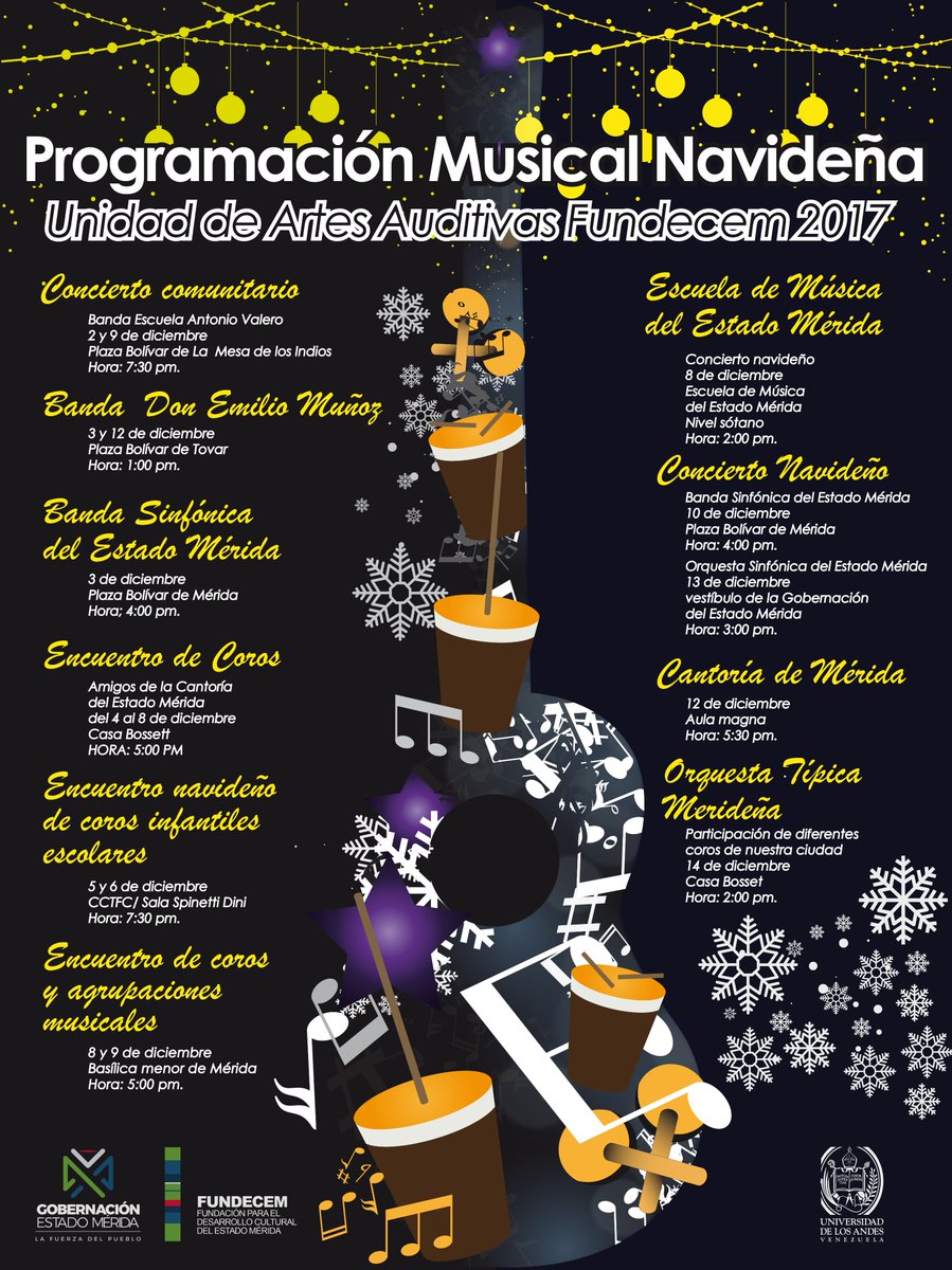 Fundecem1's tweet photo. Fundecem presenta la Agenda Cultural para esta temporada decembrina en Mérida https://t.co/tcE8Wx4Bnl #Merida #MeridaInolvidable @ActualidadMrida @actualidadyg @exa1901 @NotiExtra @infomerida_ve @infoMRD @OcioyNegocios @oci_merida @Noticiero1027FM @MediosULA @RamonGuevaraMRD https://t.co/Gfdbj1wzrp