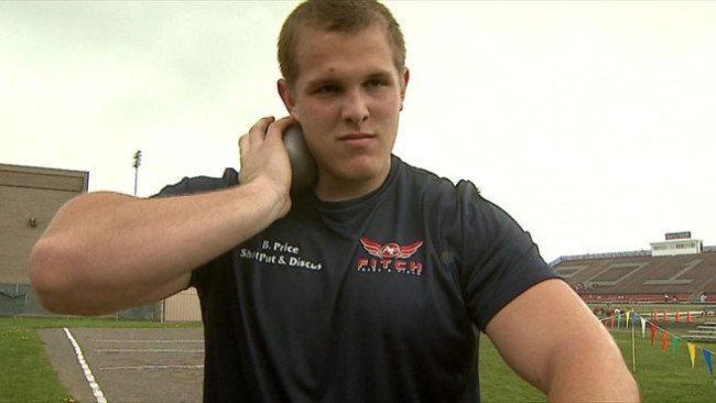 LFHStrack's tweet photo. "Billy Price is one of the best offensive linemen in America."

The B1G Offensive Linemen of the Year was also an All-State thrower in high school. PRs of 62'5" and 191'7". https://t.co/ZpiWHuk7KX
