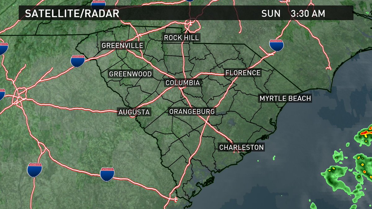 Here is the current South Carolina satellite/radar composite image