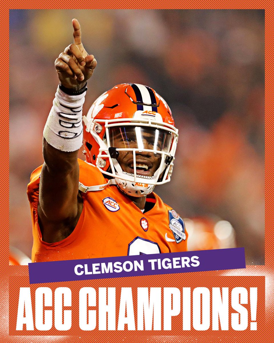 espn's tweet photo. Back-to-back-to-back. 

Clemson takes down Miami in dominant fashion to win its 3rd straight ACC title. https://t.co/s6TKT3O5Q6