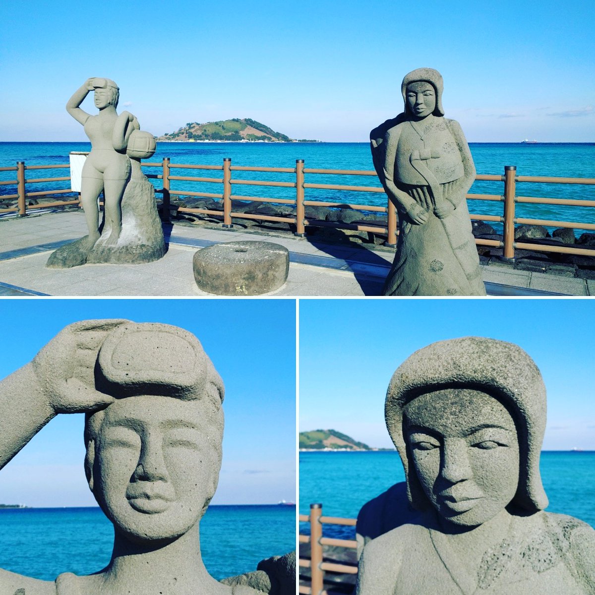 Jeju Tourism English On Twitter Fantastic Morning At Hyeopjae Beach Jeju Korea These Statues Represent Haenyeo Diving Women And Women Collecting Drinking Water From Natural Springs Visitjeju Https T Co Ggjtqtvanz ì œì£¼ë„ ë¹„ì§