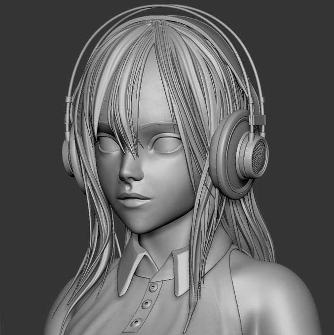 ヘッドフォン娘。 #zbrush 