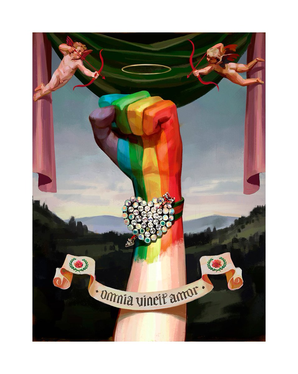 Latin: ‘Omnia vincit amor’ a Latin phrase from Eclogue X by Virgil whi...