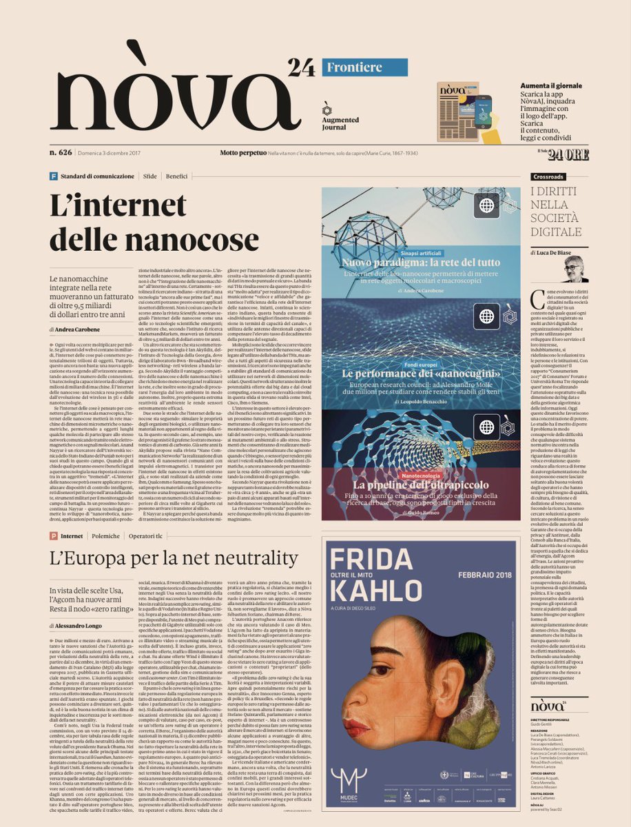 L’evoluzione in rete delle nanomacchine. E le piattaforme per l’economia della collaborazione. Oggi #Nòva col <a href="/sole24ore/">IlSole24ORE</a>