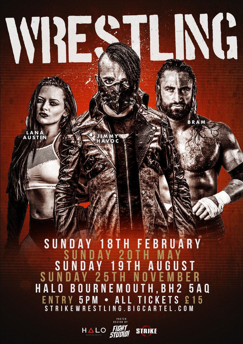 StrikeWrestling's tweet photo. We will be bringing 18+, High Flying, Hard Hitting, Death-Defying action to HALO BOURNEMOUTH in 2018!! First Stop: SUNDAY 18TH FEBRUARY!!
- Discount Tickets Online: https://t.co/xzPZ3oXFhK https://t.co/u14MAIUHMZ