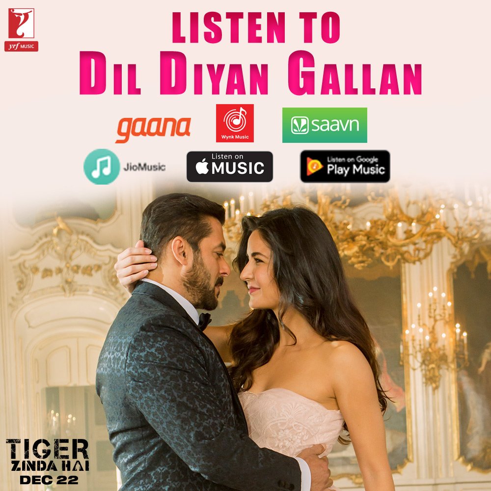 yrfmusic's tweet image. It's all about ❤️😍  
Listen to #DilDiyanGallan song from @TigerZindaHai 🎵