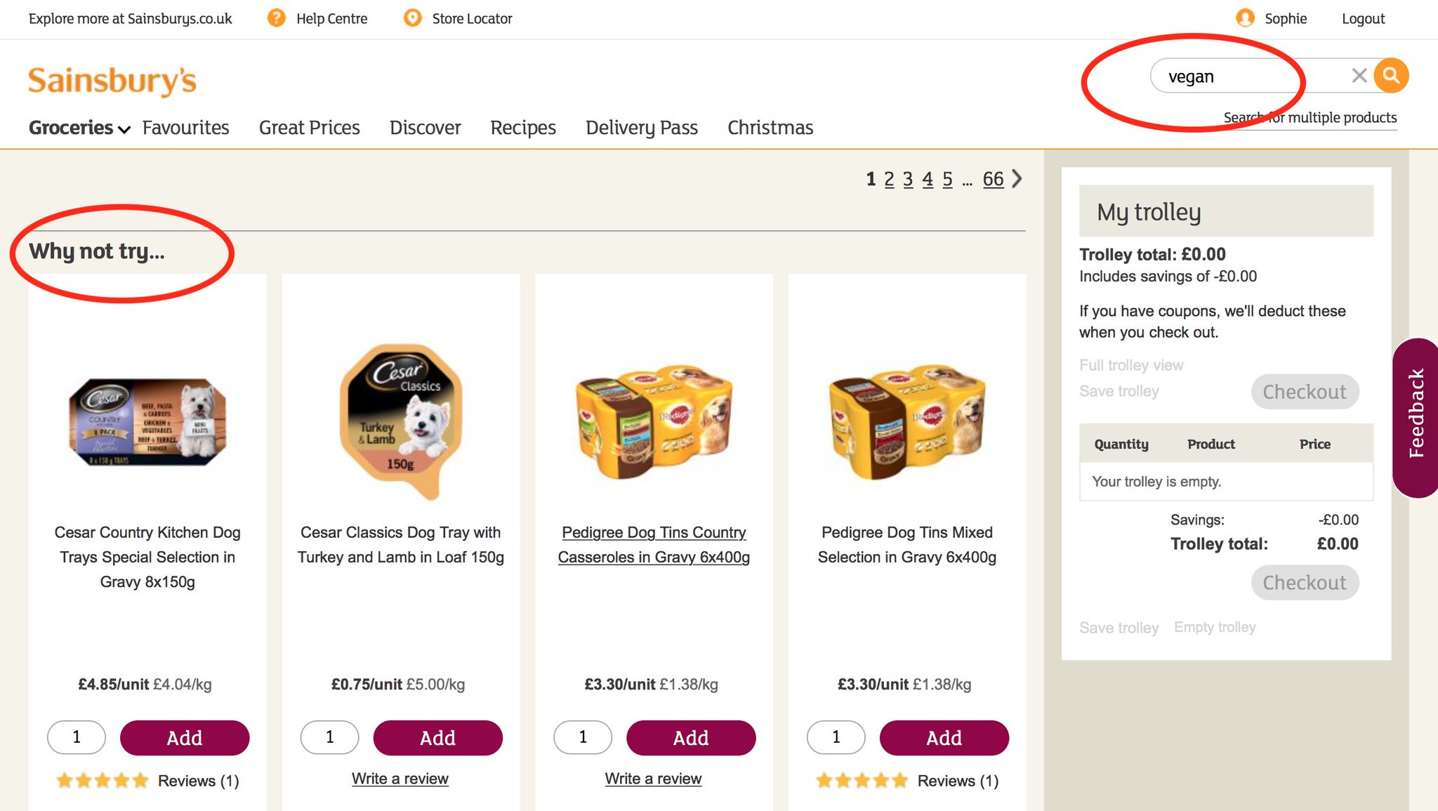 cesar dog food sainsbury's