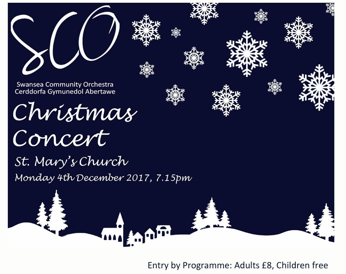 Tomorrow night the Swansea Community Orchestra will be performing at St.Mary's Church Swansea. Get yourself into the festive spirit with a programme of beautiful chrsitmas music. 7.15pm start. Entry by programme. Children go free! #SwanseaIsCulture <a href="/Swansea2021/">Swansea 2021</a>