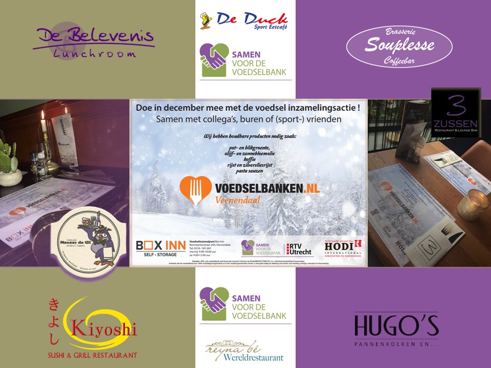 Oog voor voedsel, Hart voor mensen. Veel horeca ondernemers steunen onze voedselinzameling en moedigen je aan om voedsel te doneren! Veenendaal samen voor de voedselbank: facebook.com/voedselbankvee…