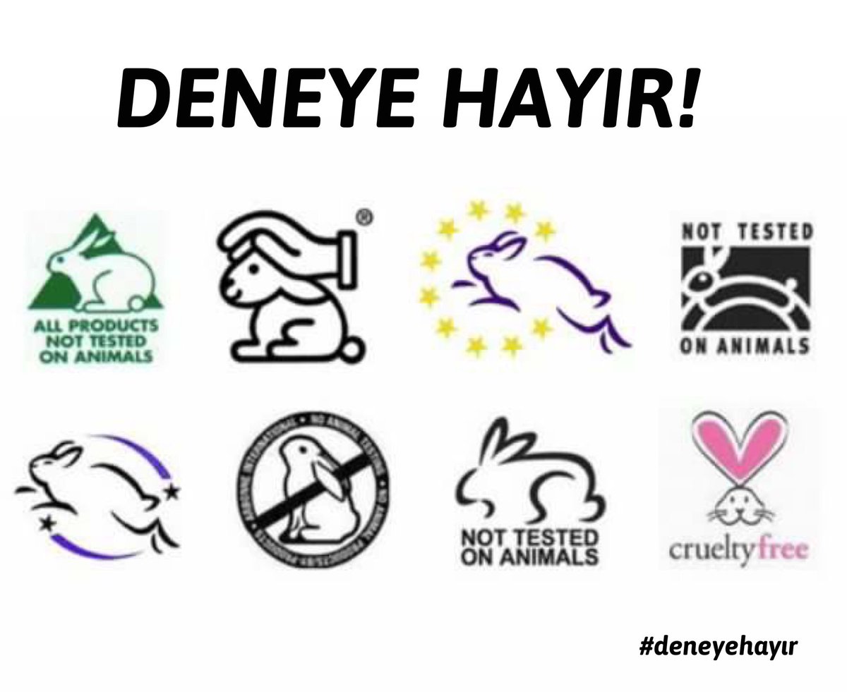 DeneyeHayir's tweet photo. Hayvan deneyleri, zulümdür! Lütfen tüm ürünlerinizi alırken üzerinde bulunan logoları inceleyiniz. Hayvan deneyi “uygulamayan”; ambalajında bu logoların bulunduğu ve/veya “hayvanlar üzerinde test edilmemiştir” yazılı markaları tercih ediniz... #deneyehayır https://t.co/L2oY7evHyP