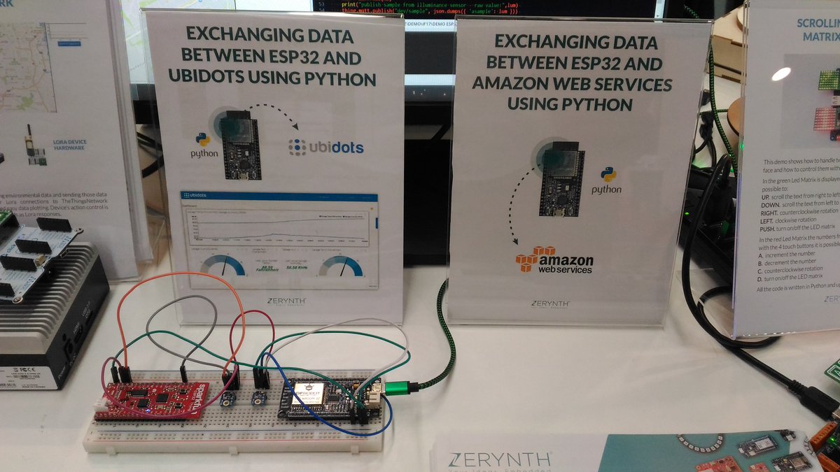 Zerynth's tweet photo. Come to visit us at @MakerFaireRome (B18 Pav.7)!
#Zerynth: #Python for #IoT and #Microcontrollers!
Compatible w/:
@MicrochipTech #ARM
@EspressifSystem #ESP32
#Hexiwear by @NXP and @mikroel
Ready for:
#LoRa, @thethingsntwrk
#Cloud (#AWS, #GoogleIoT, @ubidots )
#IIoT (@4zerobox ) https://t.co/ZUpnCVALOx