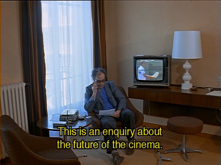 Happy 87th birthday to Jean Luc Godard, who appears in Wim Wenders\s Room 666, showing here on Thursday! 