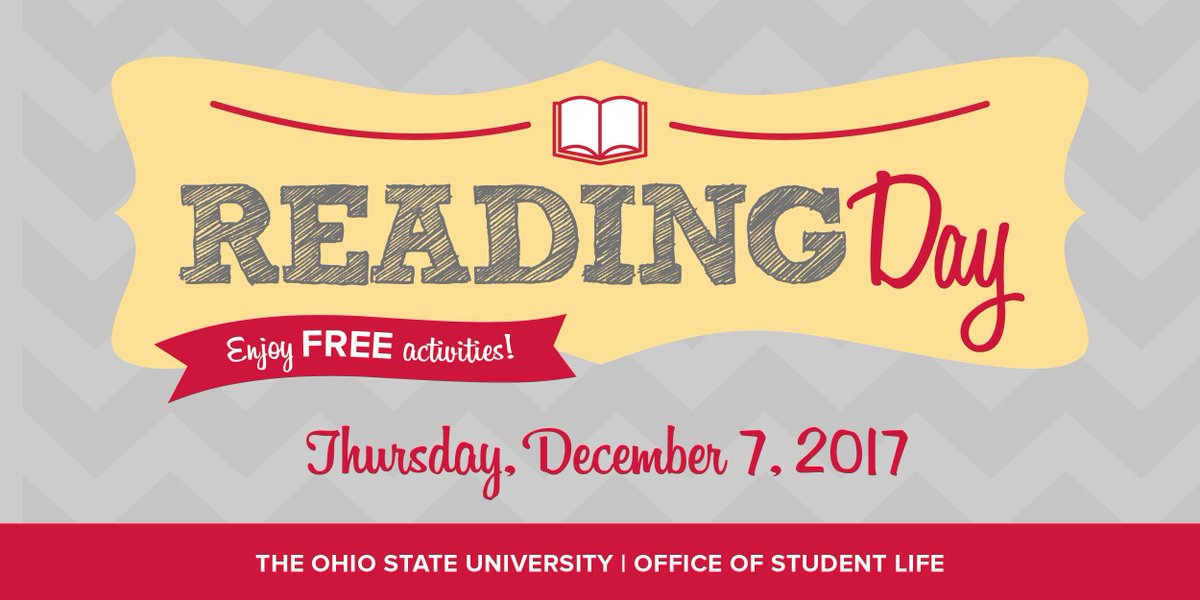 OSURec's tweet image. Reading Day is on Thursday, December 7. Be sure to check out all the activities we&apos;re offering all day! ow.ly/6y5x30gWVnL