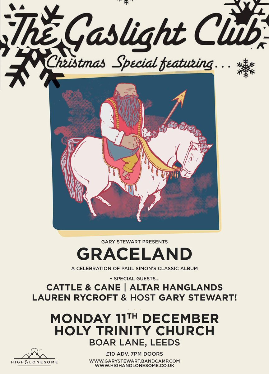 This year’s #GaslightClub Xmas Special ft a 7 piece version of #PaulSimon’s full #Graceland album! 

Support comes from #cattleandcane #altarhanglands &amp; #laurenrycroft 

Tickets via <a href="/Crash_Records/">Crash Records</a> <a href="/JumboRecords/">Jumbo Records</a> + our site &amp; facebook.com/events/5232704…